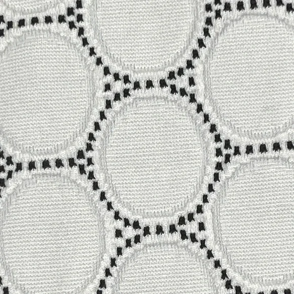 Leota Womens L Dot Luxe Jacquard Fit Flare Dress Ivory Black Scoop Back NWT